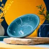 Blue ceramic bowl, a simple household meal bowl for holding rice bowls, large and deep bowl Specification image